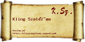 Kling Szalóme névjegykártya